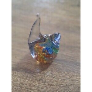 VTG Hand Blown Glass Bird Paperweight Multicolored Easter decoration